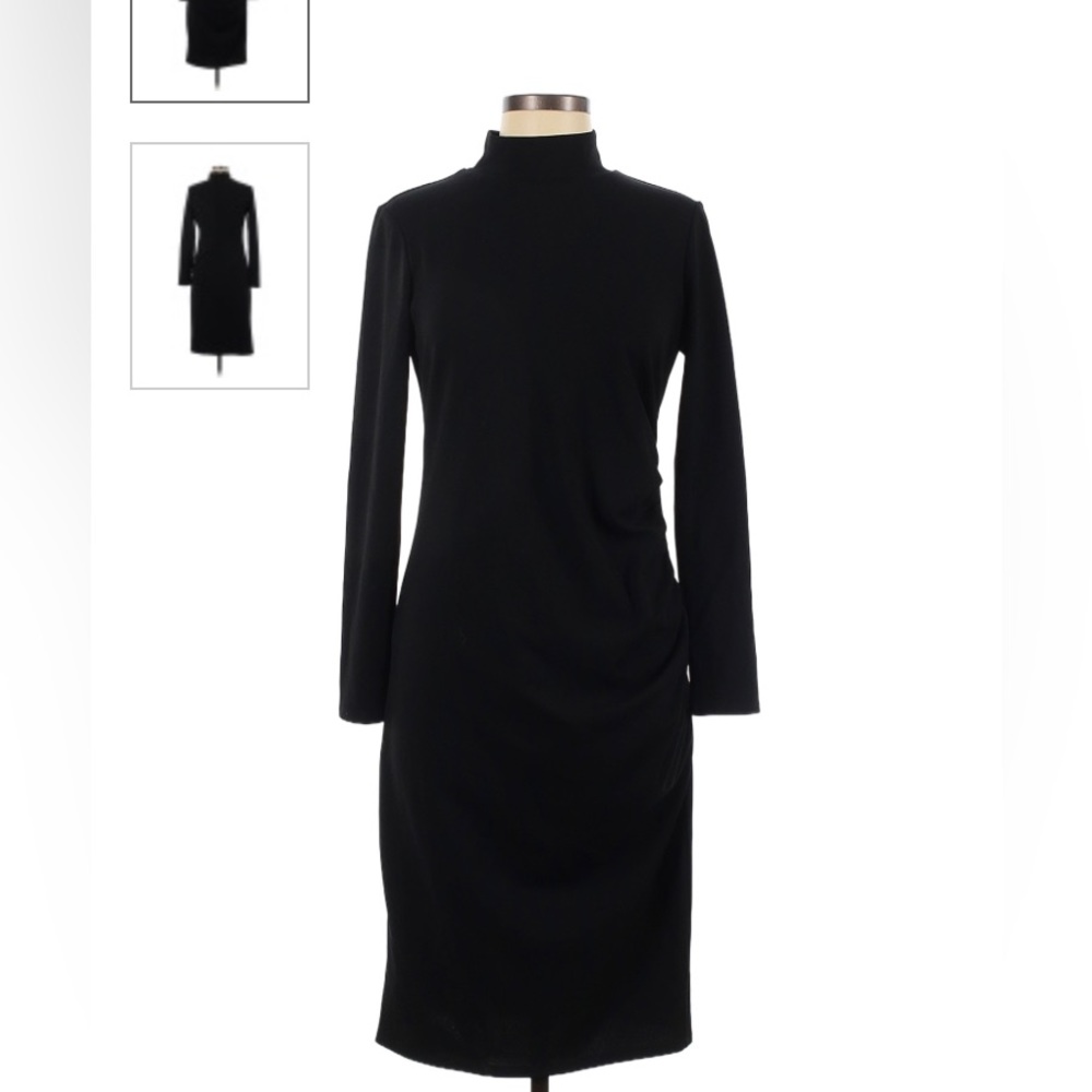 Black High Neck Mid Dress